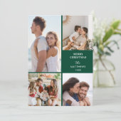 Modern Minimal Four Photo Collage Christmas Feestdagenkaart (Staand voorkant)