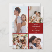Modern Minimal Four Photo Collage Christmas Feestdagenkaart (Voorkant)