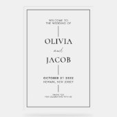 Modern Minimal Frosted Wedding Welkom Acryl Bord (Voorkant)