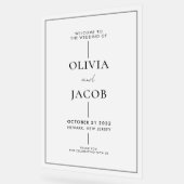 Modern Minimal Frosted Wedding Welkom Acryl Bord (Hoek)