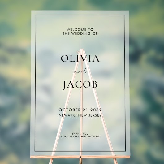 Modern Minimal Frosted Wedding Welkom Acryl Bord (Neutraal)