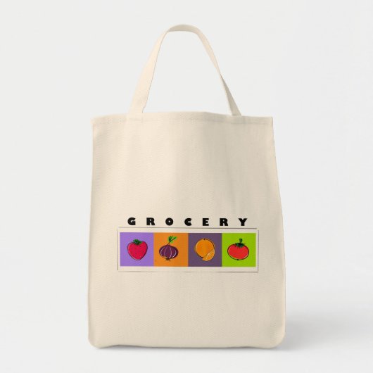 Modern Minimal Fruits and Veggies Illustration Tote Bag (Voorkant)