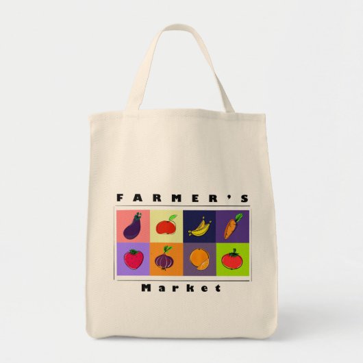Modern Minimal Fruits & Veggies – Farmer’s Market Tote Bag (Voorkant)
