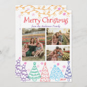 Modern Minimal Fun 3 Photo Doodle Christmas Feestdagenkaart (Voorkant / Achterkant)