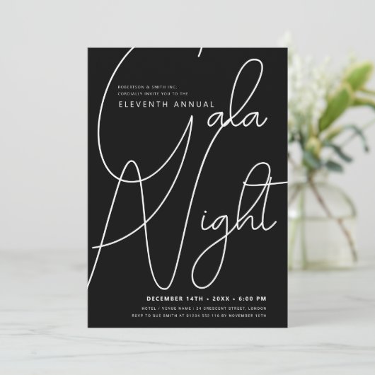 Modern Minimal GALA Bedrijf Zakelijk Zwart Kaart (Staand voorkant)