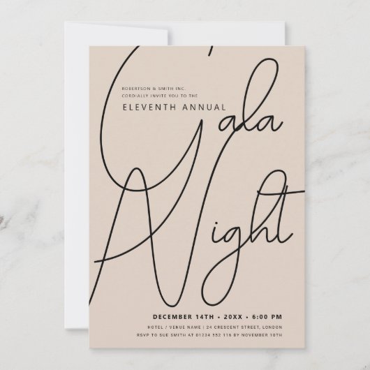 Modern Minimal GALA Bedrijf Zakelijke Champagne Kaart (Voorkant)