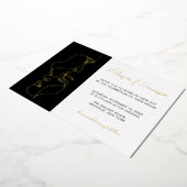 Modern Minimal Gold Black Line Art Wedding  Folie Uitnodiging (Gedraaid)