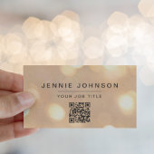 Modern Minimal Gold Bokeh QR CODE Visitekaartje