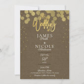 Modern Minimal Gold Confetti Folie Foto Bruiloft Kaart (Voorkant)