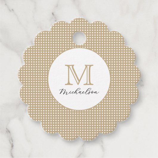 Modern Minimal Gold Elegant Monogram Bedankjes Labels (Voorkant)