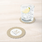 Modern Minimal Gold Elegant Monogram Kartonnen Onderzetters (Insitu)