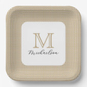 Modern Minimal Gold Elegant Monogram Papieren Bordje (Voorkant)