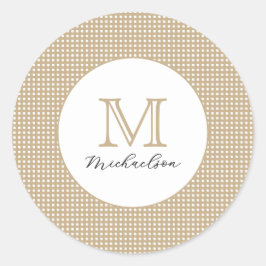 Modern Minimal Gold Elegant Monogram Ronde Sticker