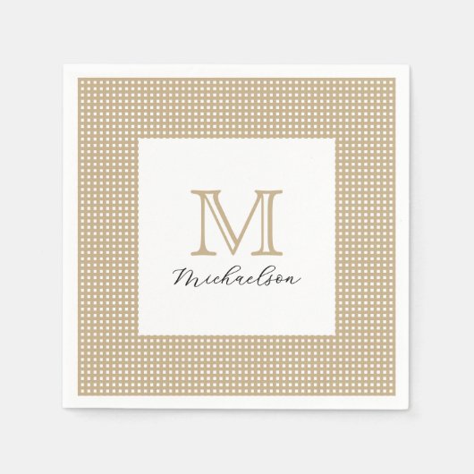 Modern Minimal Gold Elegant Monogram Servet (Voorkant)