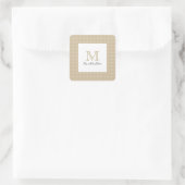 Modern Minimal Gold Elegant Monogram Vierkante Sticker (Tas)