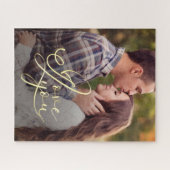 Modern Minimal Gold I Love You Typography Photo  Legpuzzel (Horizontaal)