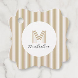 Modern Minimal Gold Stripes Monogram Bedankjes Labels