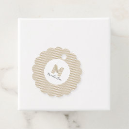 Modern Minimal Gold Stripes Monogram Bedankjes Labels