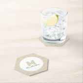 Modern Minimal Gold Stripes Monogram Kartonnen Onderzetters (Insitu)