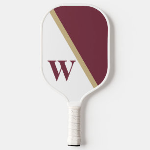 Modern Minimal Granaat Goud Wit College Monogram Pickleball Paddle