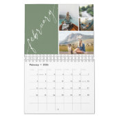Modern Minimal Green 4 Photos Per Month Kalender (Feb 2026)