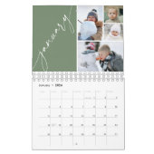 Modern Minimal Green 4 Photos Per Month Kalender (Jan 2026)