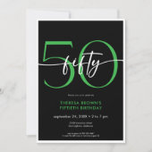 Modern Minimal Green Fifty Script Verjaardag QR Kaart (Voorkant)