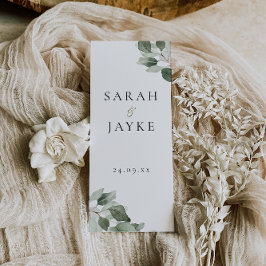 Modern Minimal Green Leaf Wedding Ceremony Program