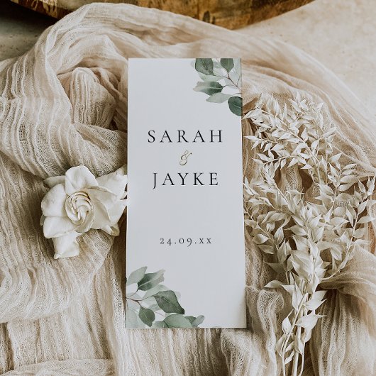 Modern Minimal Green Leaf Wedding Ceremony Program