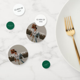 Modern Minimal Green Photo Graduation Party Confetti