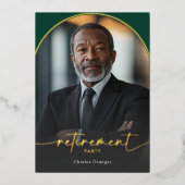 Modern Minimal Green Retirement Party Folie Uitnodiging (Voorkant)