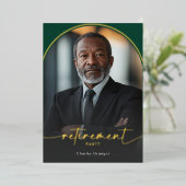 Modern Minimal Green Retirement Party Folie Uitnodiging (Staand Voorkant)