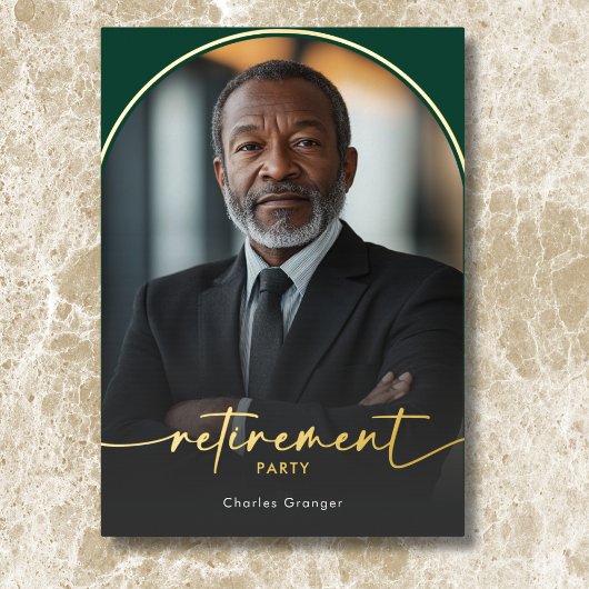 Modern Minimal Green Retirement Party Folie Uitnodiging