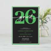 Modern Minimal Green Script Graduation Party Kaart (Staand voorkant)