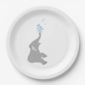 Modern Minimal Grey Elephant Shower Party Borden Papieren Bordje (Voorkant)