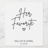 Modern minimal haar favoriete bruiloft wijn gunst wijn etiket (Enkel label)
