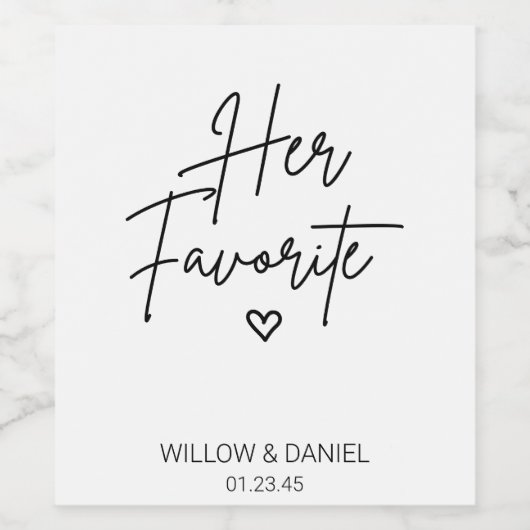 Modern minimal haar favoriete bruiloft wijn gunst wijn etiket (Enkel label)
