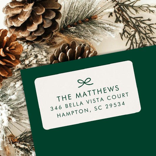 Modern Minimal Hand Drawn Bow Return Address Etiket