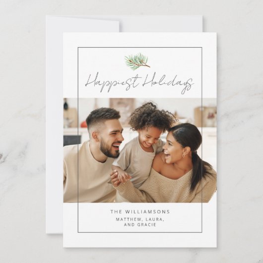 Modern Minimal Happy Family Photo  Feestdagenkaart (Voorkant)