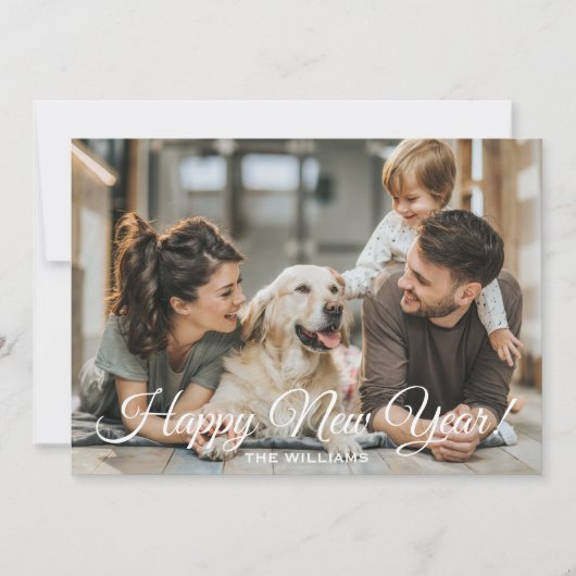 Modern Minimal Happy New Year Photo  Feestdagenkaart (Voorkant)