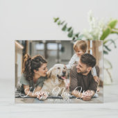 Modern Minimal Happy New Year Photo  Feestdagenkaart (Staand voorkant)