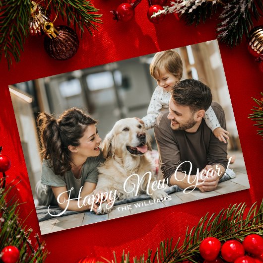 Modern Minimal Happy New Year Photo  Feestdagenkaart