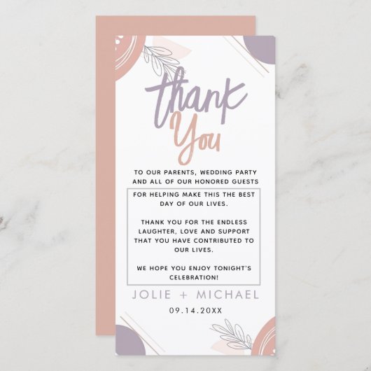 Modern Minimal Heart Boho Baby shower Bedankkaart (Voorkant / Achterkant)