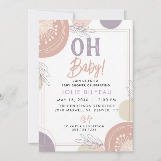 Modern Minimal Heart Boho Baby shower Kaart (Voorkant)