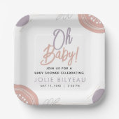 Modern Minimal Heart Boho Baby shower Papieren Bordje (Voorkant)