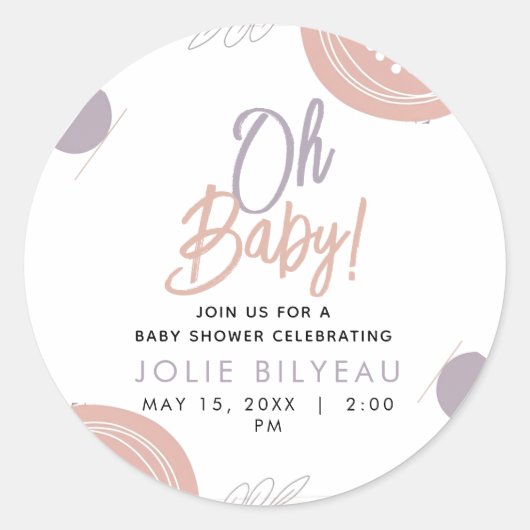 Modern Minimal Heart Boho Baby shower Ronde Sticker (Voorkant)