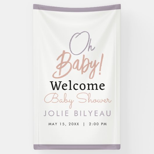 Modern Minimal Heart Boho Baby shower Spandoek (Verticaal)