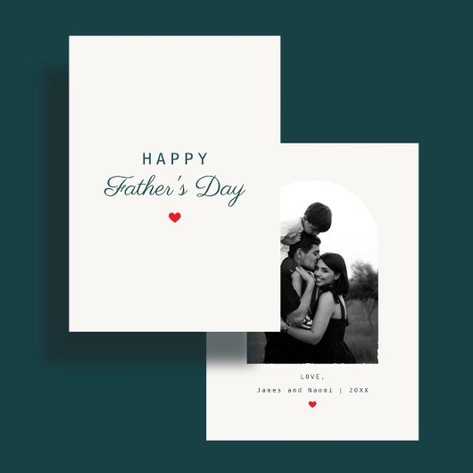 Modern Minimal Heart Custom Photo Father's Day Kaart