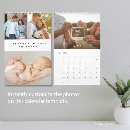 Modern Minimal Heart  familiefoto Kalender