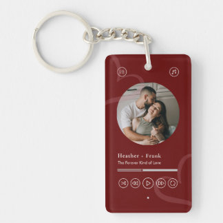 Modern Minimal Heart Music Player Photo Valentine Sleutelhanger